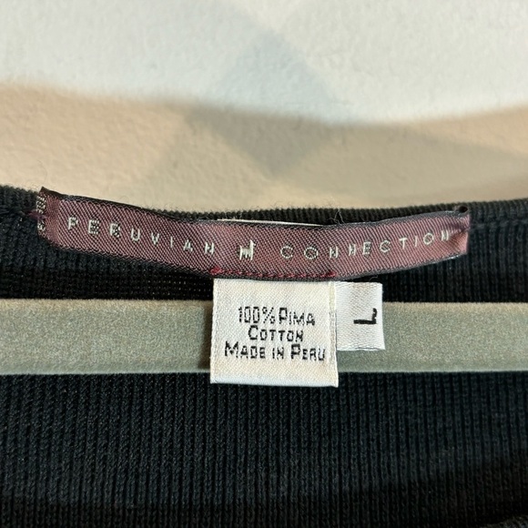 PERUVIAN CONNECTION Sz L 100% Pima Cotton Scoop Neck Long Sleeve Midi Dress - Picture 3 of 9